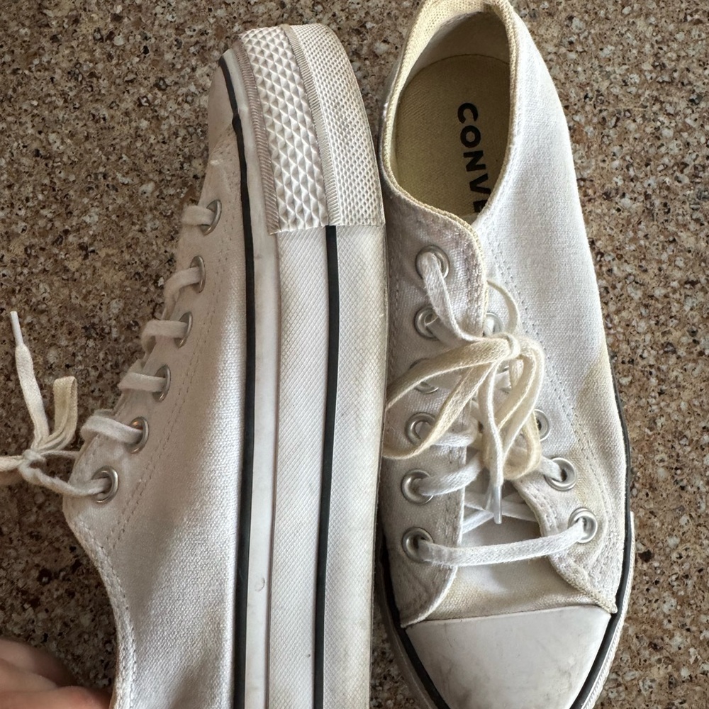 Converse Off-White Canvas Platform Sneakers